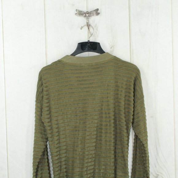 LL Bean Signature Olive Green Striped V-Neck Pullover Sweater Size XS - Picture 8 of 10